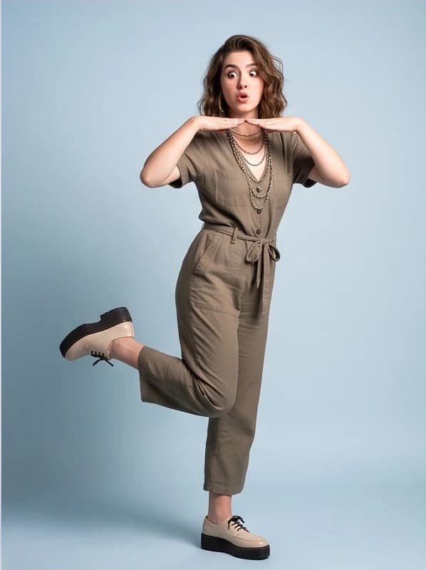 Target pose reference of woman standing on one leg