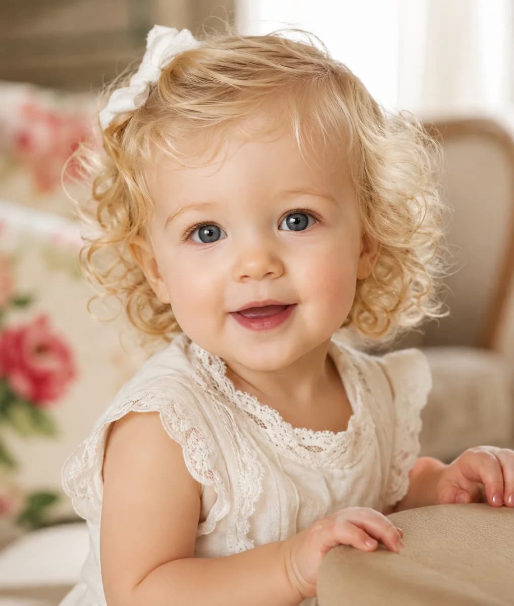 Original curly-haired toddler portrait reference photo