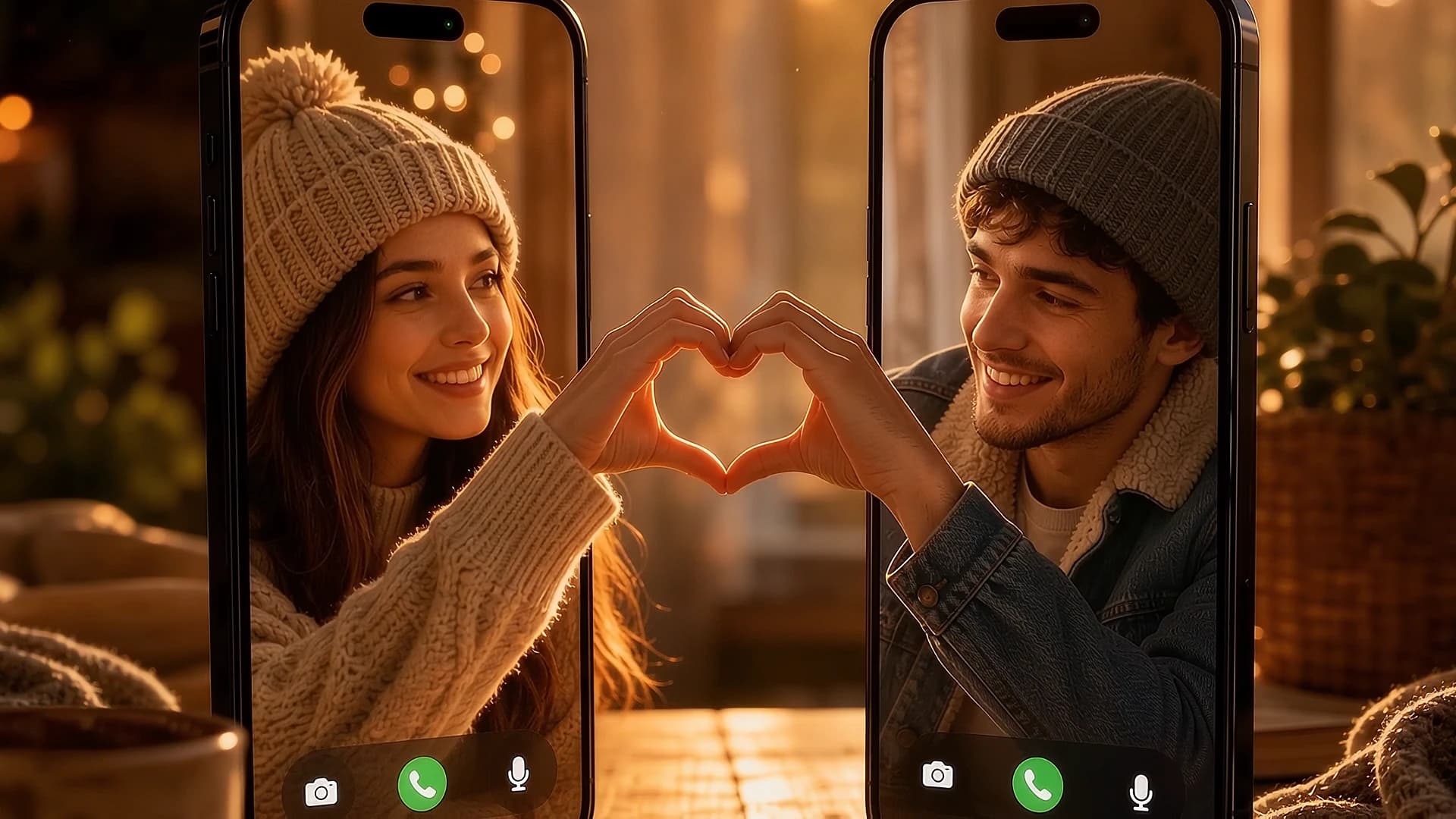 Première frame montrant deux smartphones sur une table de café